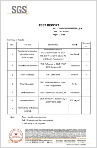 SGS TEST REPORTS